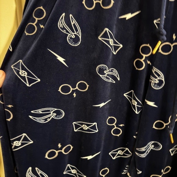 Harry Potter Blue Elastic Drawstring Waist Plush Pajama Pants Pockets Plus 2X - Picture 2 of 6